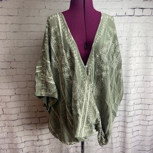 J Jill pure Jill size XL-3X green loose fit boho blouse